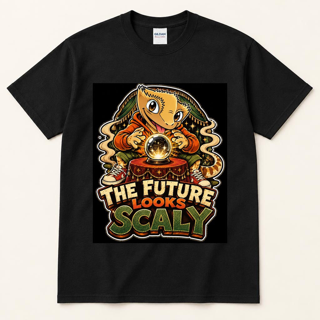 The Future Looks Scaly black tee