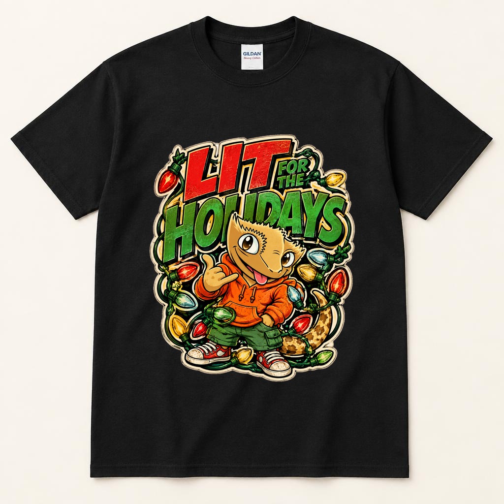 Lit for the Holidays black tee