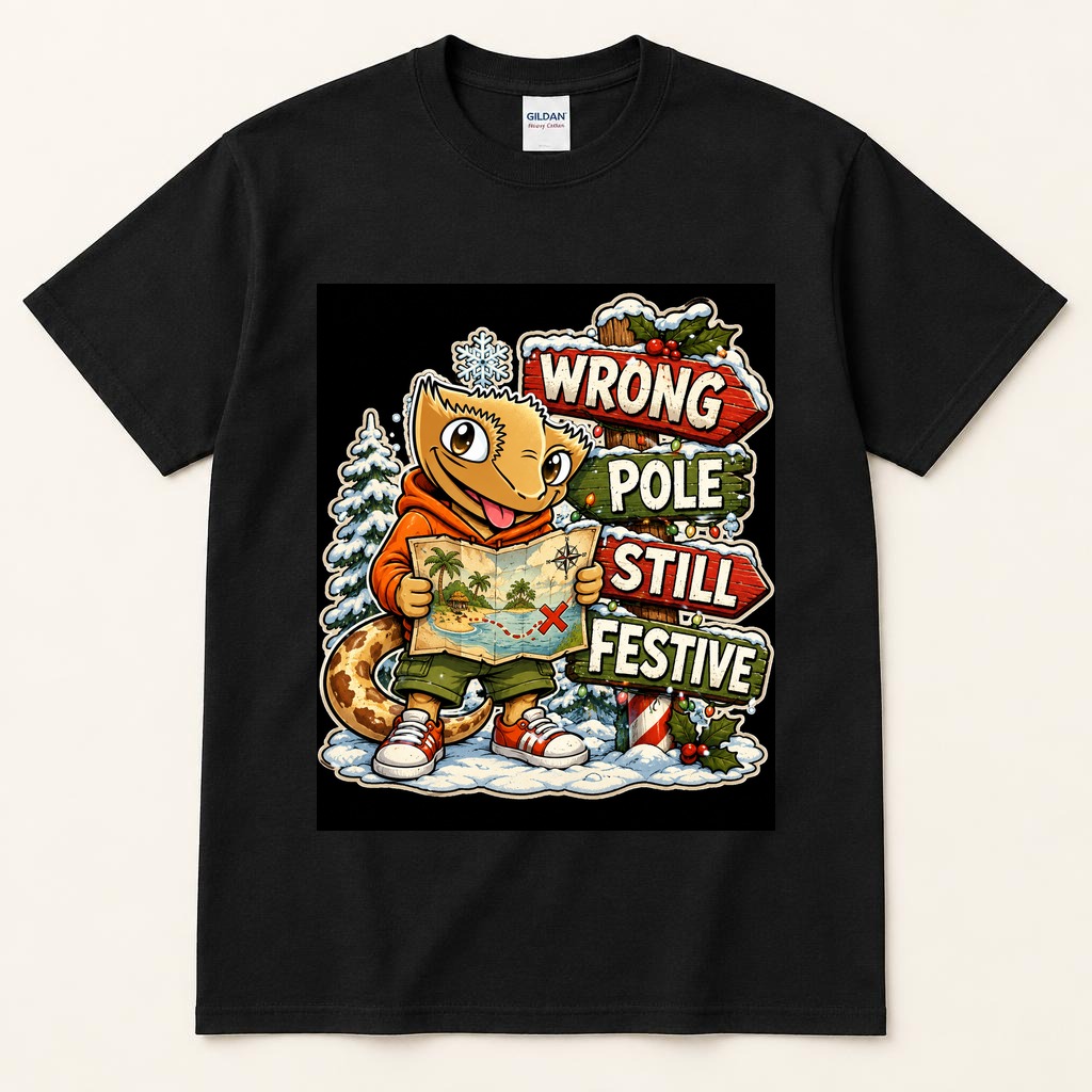 Wrong Pole Still Festive black tee
