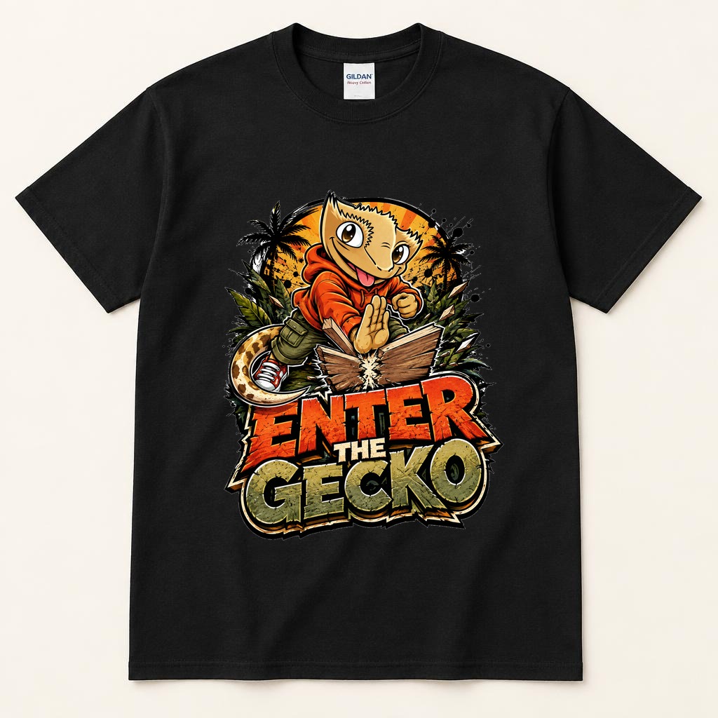 Enter the Gecko black tee