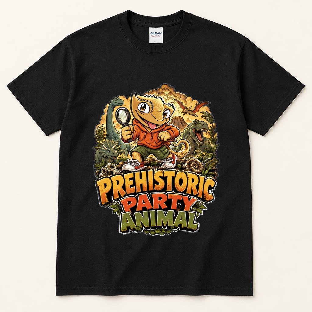 Prehistoric Party Animal black tee